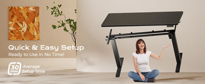 Large Electric Standing Desk 55 x 28 Height Adjustable Computer Desk 27.6 Deep Desktop with 2 Hooks for Home Office Black