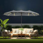Double Sided Patio Umbrella - 13ft Solar Lights LED Lighted with Base Included