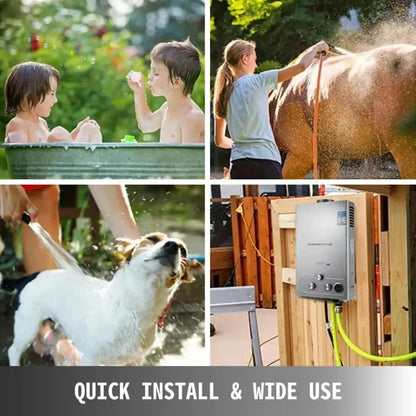 6L-18L LPG Gas Tankless Hot Water Heater Outdoor Use;  Stainless Steel Camping W/Shower Kit LPG Water Heater