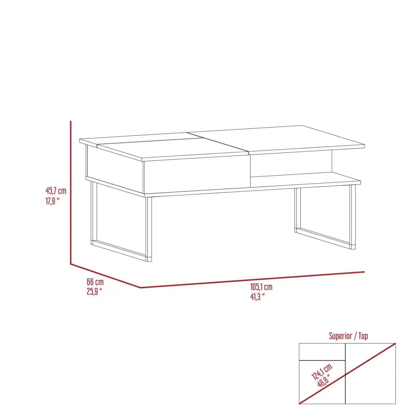 Armin Lift Top Coffee Table, One Shelf Espresso / Onyx