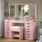 Vanity Desk with Mirror and Lights, with Charging Station, 15 Drawers