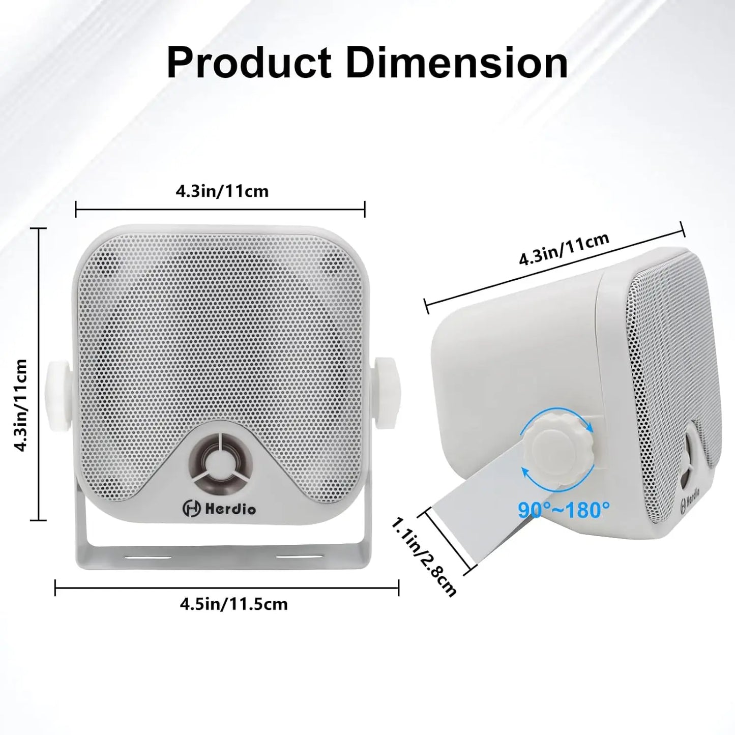 4'' 100W Heavy Duty Waterproof Boat Marine Bluetooth Speakers Surface Mounted