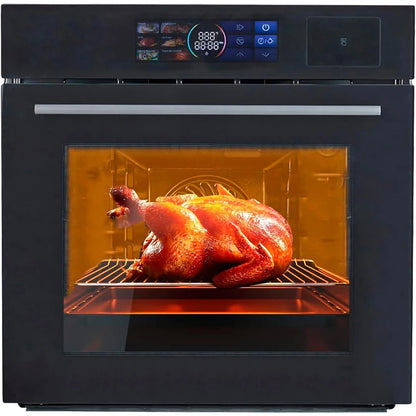24" Built-in Electric Ovens with 70L Capacity 3000W Single Wall Oven with View Window 8 Cooking Functions 240V