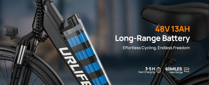 Peak 750W E26 Electric Bike for Adults | 48V 10.4Ah Removable Battery, Top Speed 20MPH, 26''X2" Standard Tire, 7-Speeds