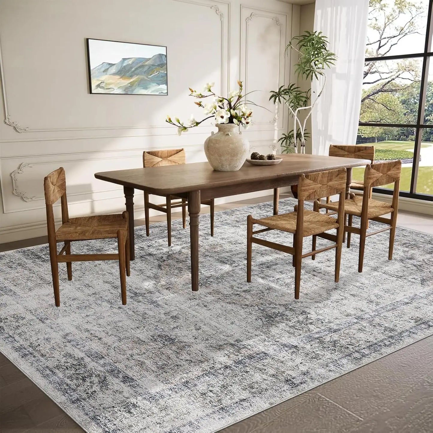 Washable Area Rug Stain-Resistant Throw Rug Indoor Carpet