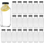 Vintage Water,Glass 16oz,Square With Lids For Homemade Drinks, 20Pack