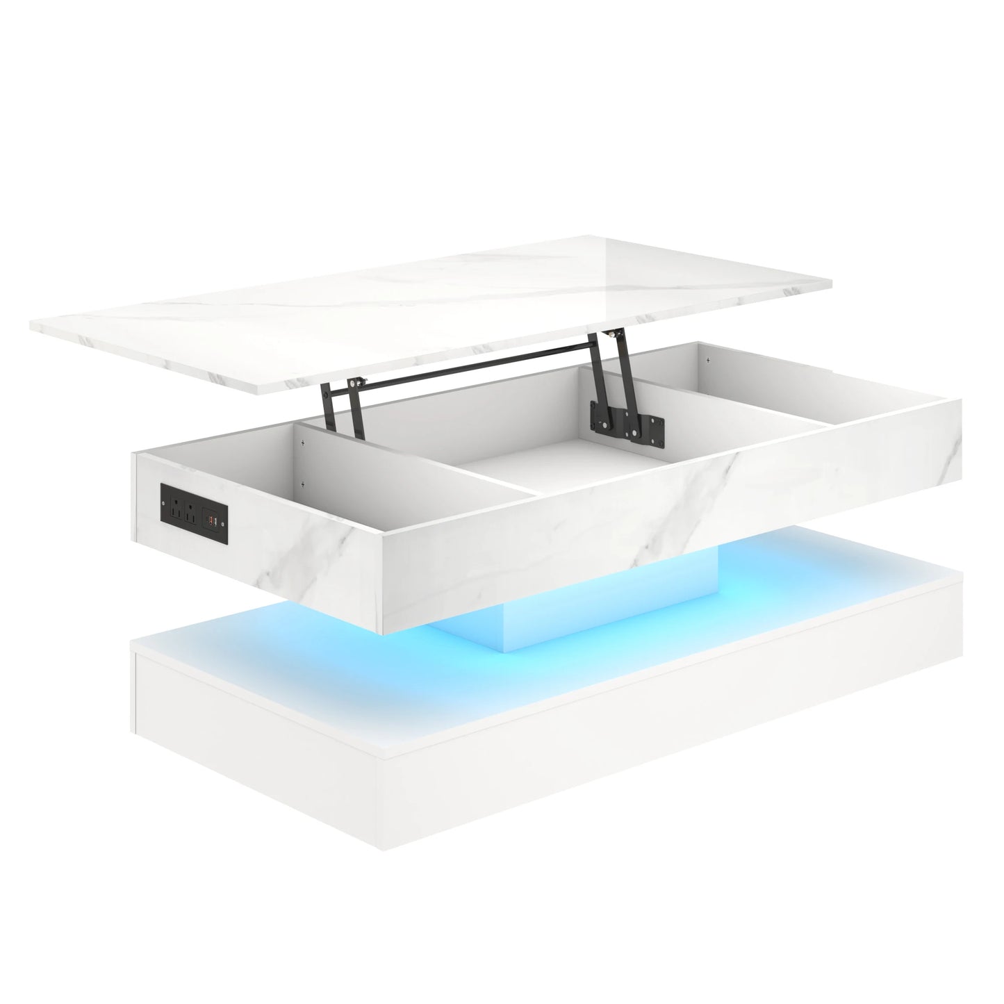 High Glossy LED Coffee TableOpen Display Shelf & Large Storage Space