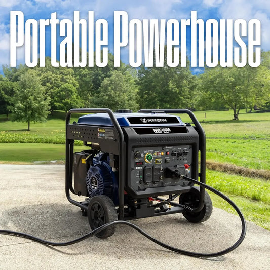 10000 Peak Watt Portable Open Frame Inverter Generator, Remote Electric Start with Auto Choke, Transfer Switch Ready