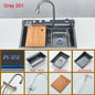 Multifunctional Kitchen Waterfall Sink Digital Display; 304 Stainless Steel