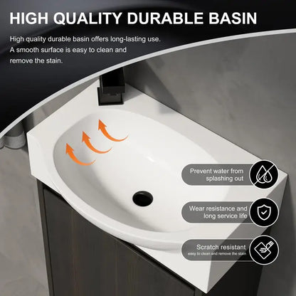 16" Bathroom Vanity Sink Combo for Compact Spaces; Ceramic Sink, Bathroom Cabinet