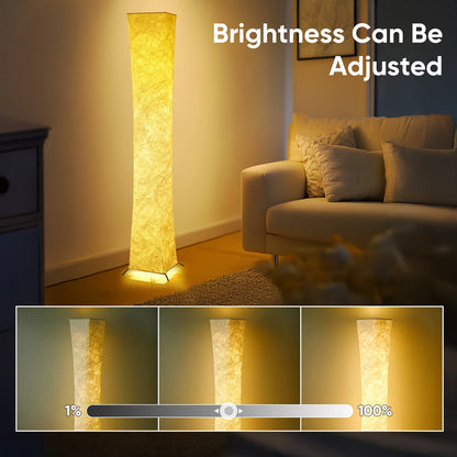 Soft Light Floor Lamp, 52" Simple Design Slim Warm Light 3000K LED Tyvek Fabric Shade Standing Lamp