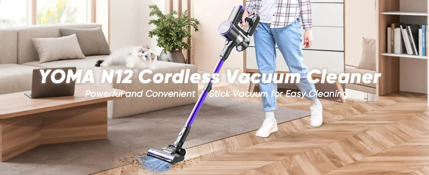 N12 Cordless Vacuum Cleaner 200W Motor Ultra Lightweight 6-In-1 Vacuum Up to 45Mins Runtime for Carpet Hard Floor