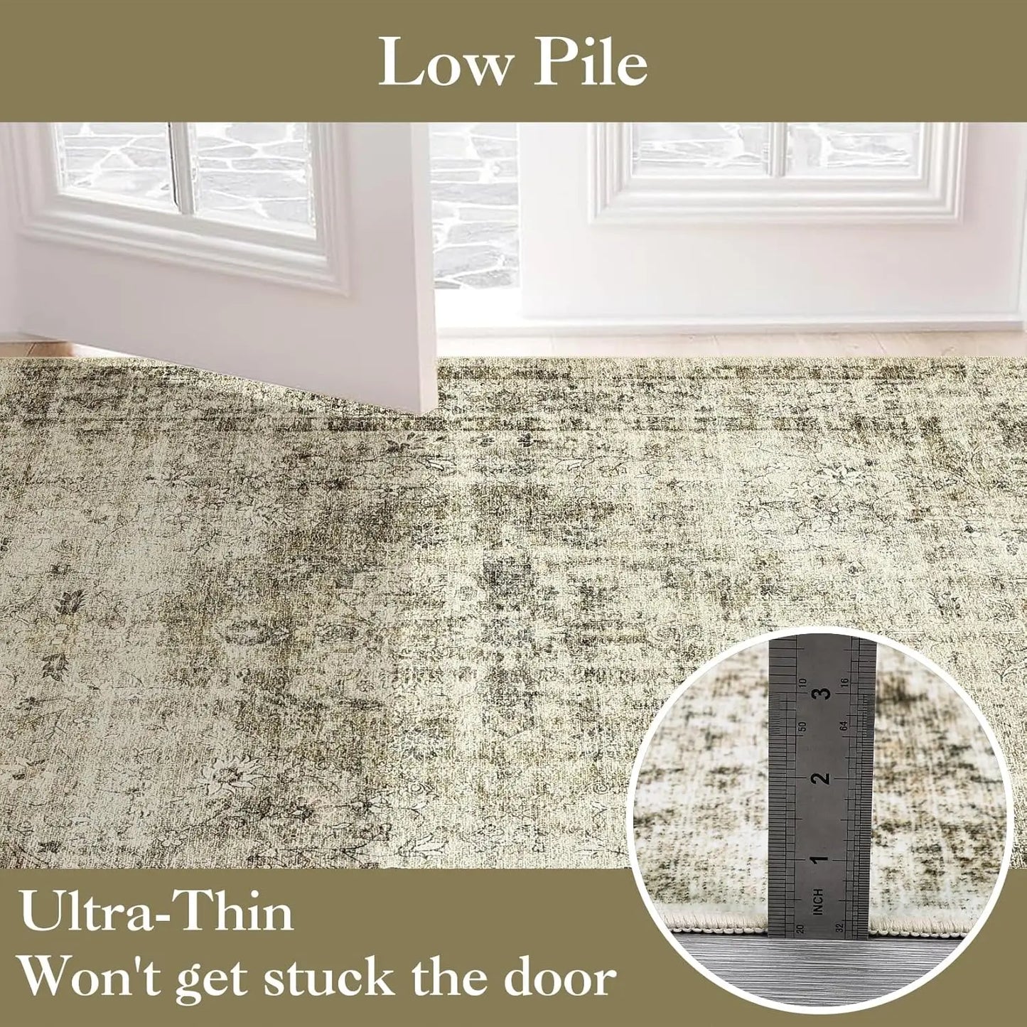 Washable Area Rug Stain-Resistant Throw Rug Indoor Carpet