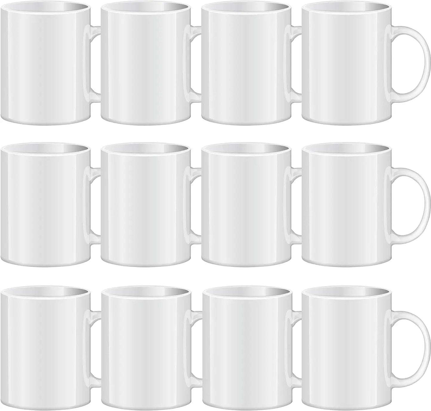 Mugs Blank White Ceramic Cups Bulk Mugs for Coffee Tea Set of 12