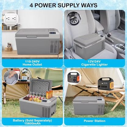 21QT/20L Portable Car/RV Refrigerator Freezer - 12V/24V DC  AC Power, Low Noise