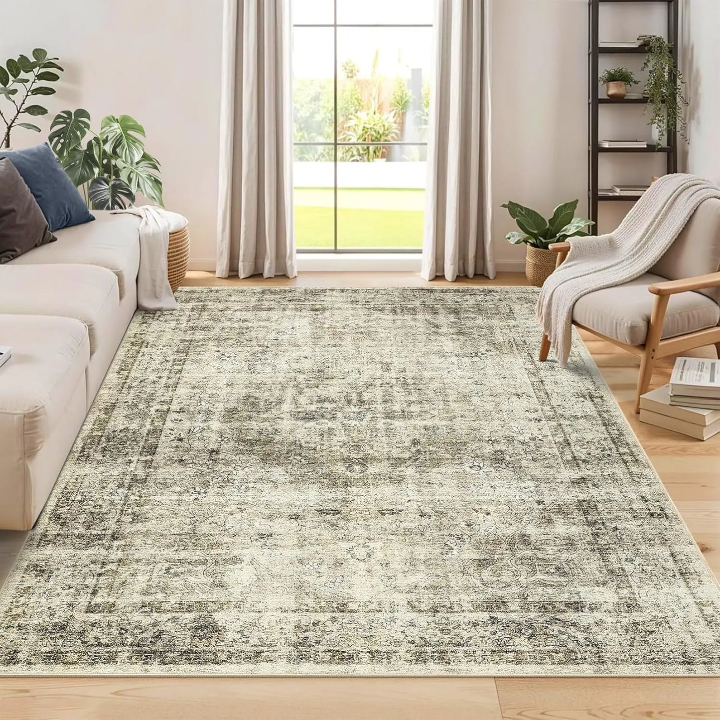 Washable Area Rug Stain-Resistant Throw Rug Indoor Carpet