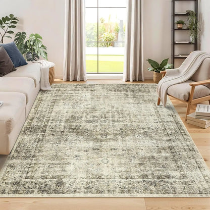 Washable Area Rug Stain-Resistant Throw Rug Indoor Carpet