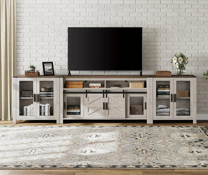 TV Stand Set for 100 inch TV,Door Storage Cabinet with Mesh  Adjustable