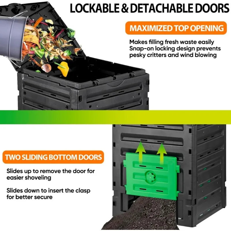 Garden Compost Bin; BPA Free Material -120 Gallon