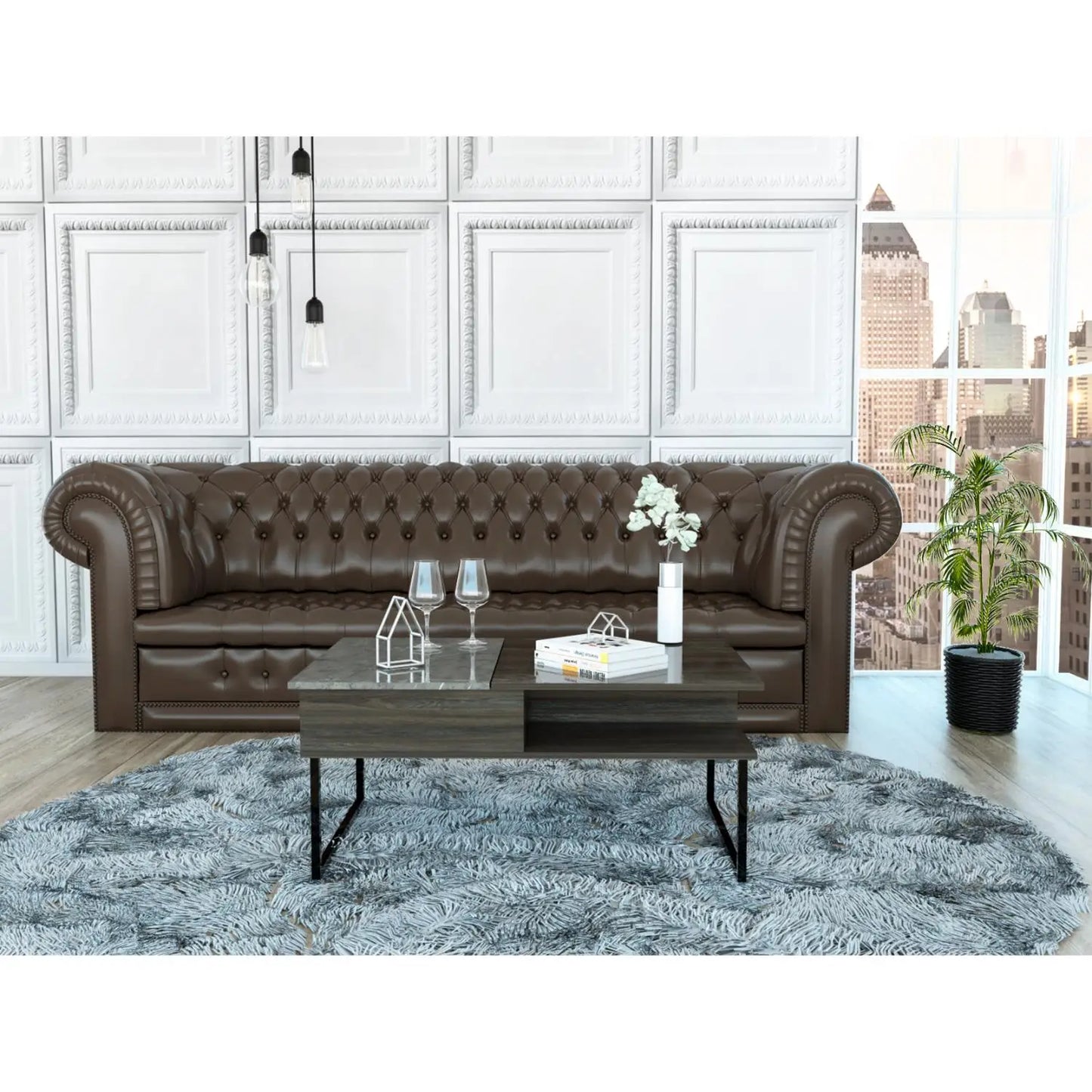 Armin Lift Top Coffee Table, One Shelf Espresso / Onyx