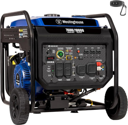 10000 Peak Watt Portable Open Frame Inverter Generator, Remote Electric Start with Auto Choke, Transfer Switch Ready