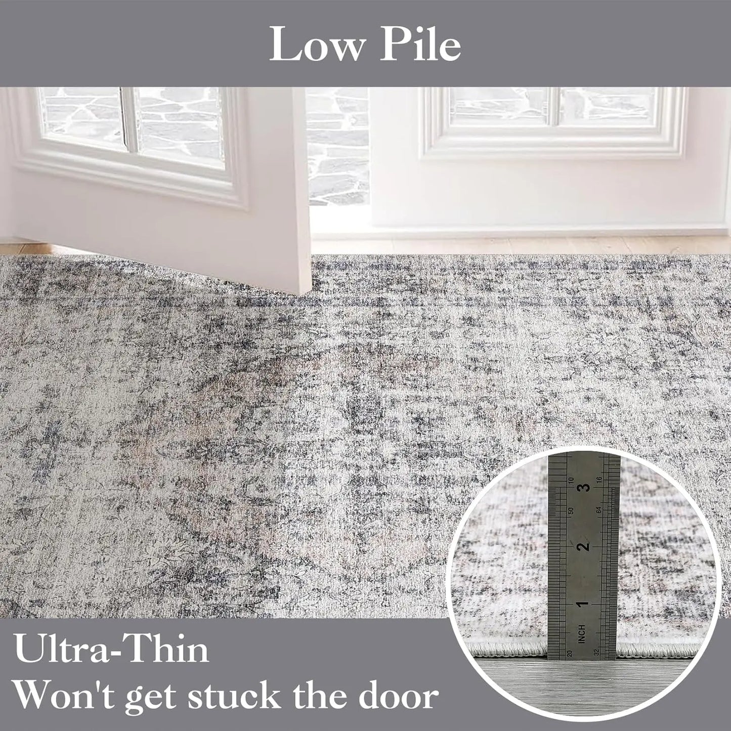 Washable Area Rug Stain-Resistant Throw Rug Indoor Carpet