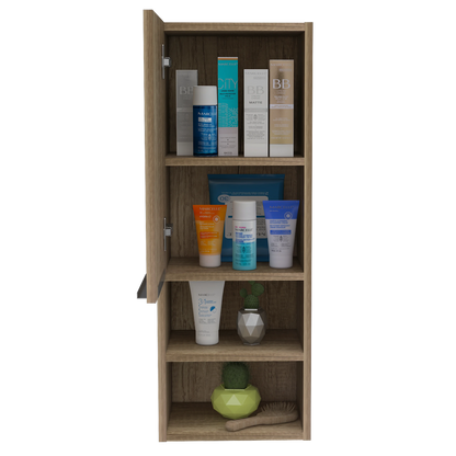 Mila Bathroom Cabinet, Two Interior  Shelves, Two External Shelves, Single Door Cabinet Pine