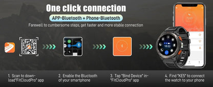 LaNikar New Smart Watch KE5 3ATM Waterproof Original Design Sports Watch With Compass And Altitude Barometer LED Flashlight Call