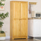 Homcom 67" Pinewood Kitchen Pantry Storage Cabinet with 2 Doors, Brown