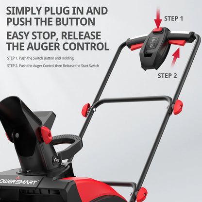 18" 15A Electric Snow Blower, Single Stage Snow Thrower with Steel Auger, 30FT Throwing Distance, Lightweight & Foldable Design