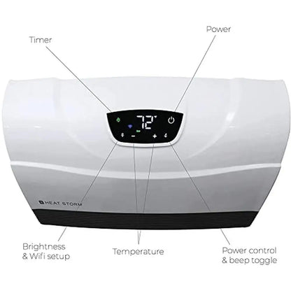 Infrared Heater Wifi Control Wall Mount Touch Screen Digital Thermostat Indoor 1500W 5200 BTU Safe Grill