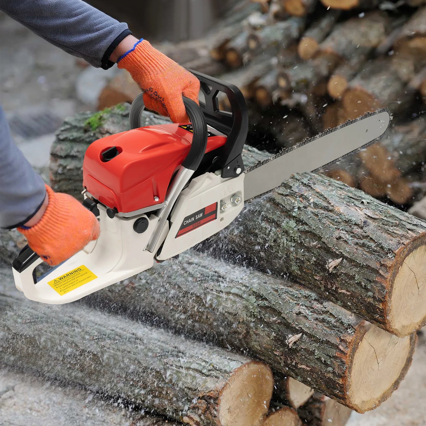 Gasoline Chainsaw with 52cc Engine, 20-inch Bar, and 7500RPM Speed for Heavy-Duty Cutting, Complete with Tool Bag