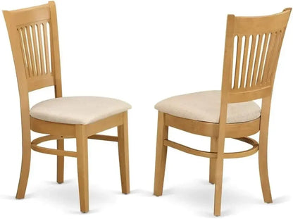 9 Piece Kitchen Set Includes an Oval Table with Butterfly Leaf and 8 Linen Fabric Dining Room Chairs