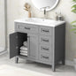 36 inch Bathroom Vanity with Sink, Wood  Storage Cabinet with 3 Drawer, 1 Bottom Divider Drawer