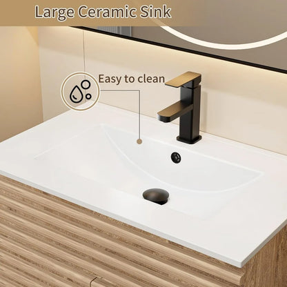 30" Bathroom Vanity with Sink Combo, Storage Cabinet  Ceramic Sink and Water Saving Faucet,