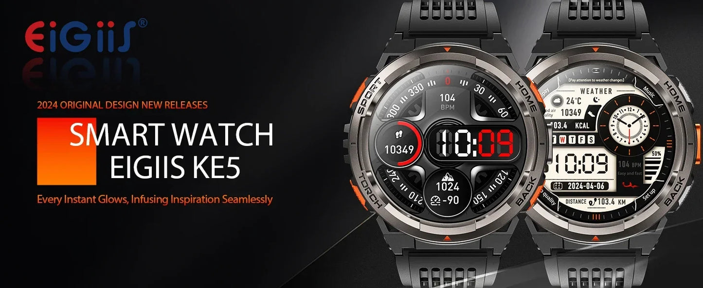 LaNikar New Smart Watch KE5 3ATM Waterproof Original Design Sports Watch With Compass And Altitude Barometer LED Flashlight Call