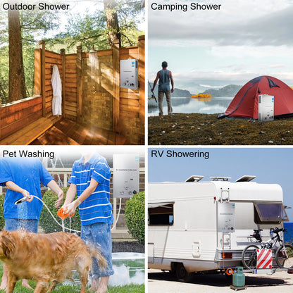 6L-18L LPG Gas Tankless Hot Water Heater Outdoor Use;  Stainless Steel Camping W/Shower Kit LPG Water Heater