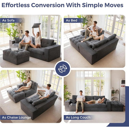 L-Shaped Sectional Sofa with Convertible Left/Right Ottoman,