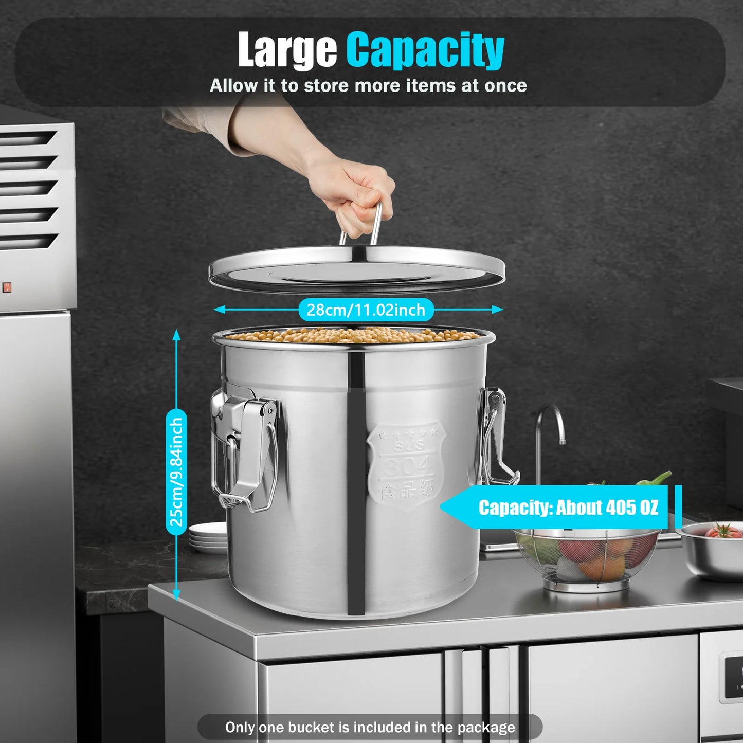 304 Stainless Steel Vacuum Sealed Cannister; Cooking or Storage
