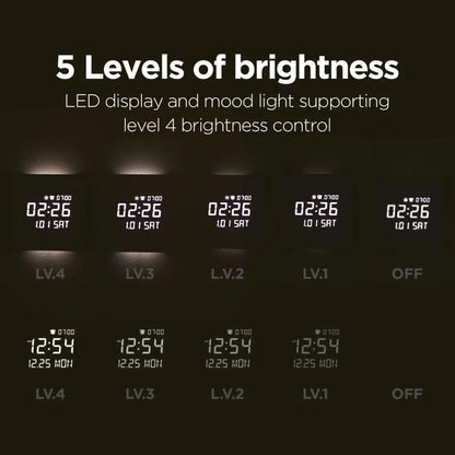 Wooden Frame LED Silent Wall Clock with Remote, Backlit Nightlight