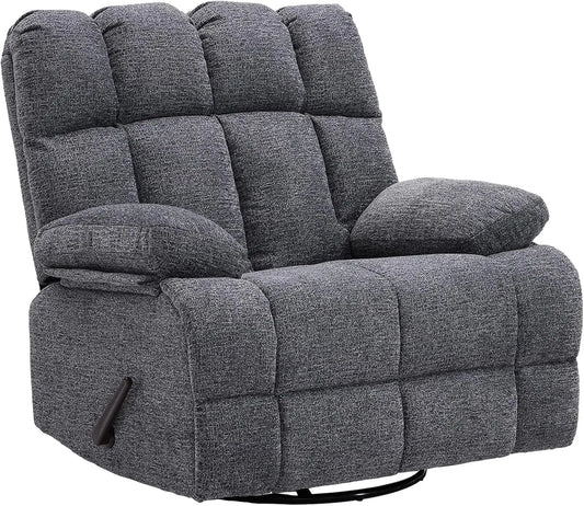 Oversized Extra Large Recliner Rocker Chair; Extra Wide; Manual Swivel Recliner