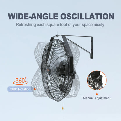 Wall Mount Fan High Velocity Waterproof for Warehouse Greenhouse Patio