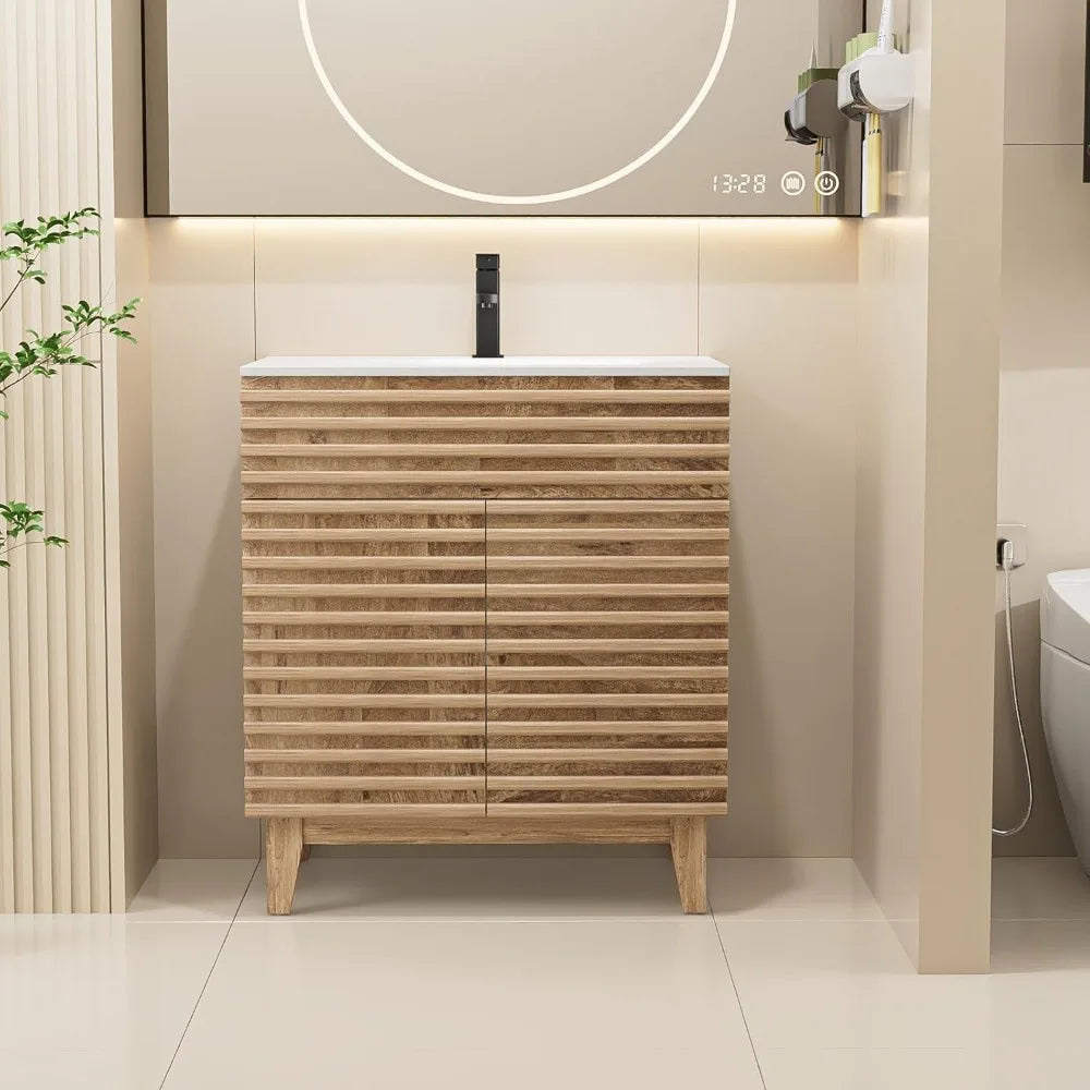 30" Bathroom Vanity with Sink Combo, Storage Cabinet  Ceramic Sink and Water Saving Faucet,