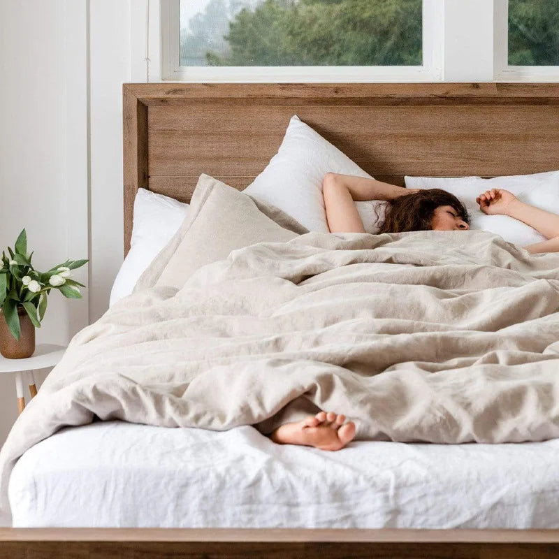 100% French Washed Pure Linen Sheets, Breathable and Cooling Bed Sheets, Soft Durable for Hot Sleepers Anti-Tear Line Flax Sheet