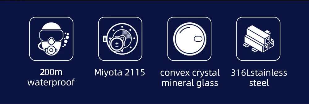 ADDIESDIVE Quartz Watch 316L Stainless Steel Windows Display Blue luminous 20Bar Ceramic Ring Waterproof Scuba