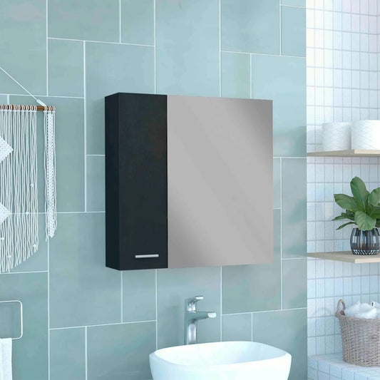 Sines Medicine Cabinet, Four Internal Shelves, Double Door Black Surface Mount