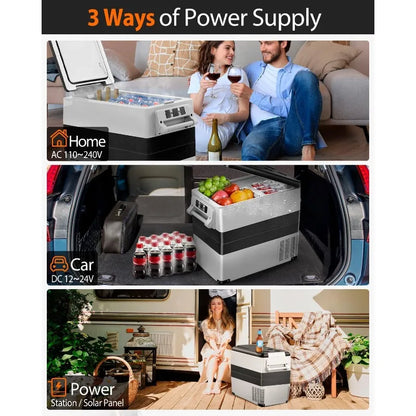 Portable 12 Volt Refrigerator Cooler or Freezer- 58 Quart(55L)  with AC/DC (Has Compressor)