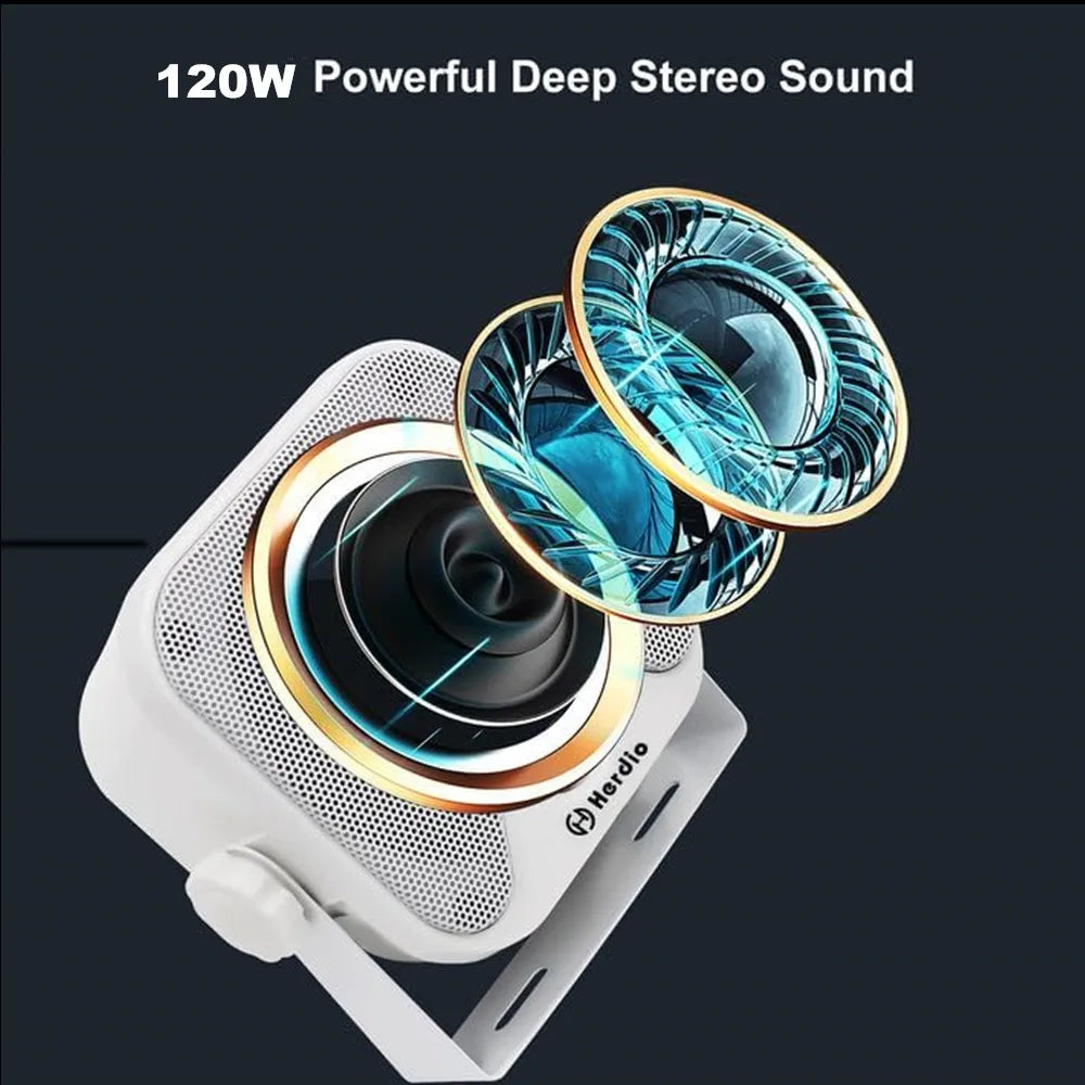 4'' 100W Heavy Duty Waterproof Boat Marine Bluetooth Speakers Surface Mounted
