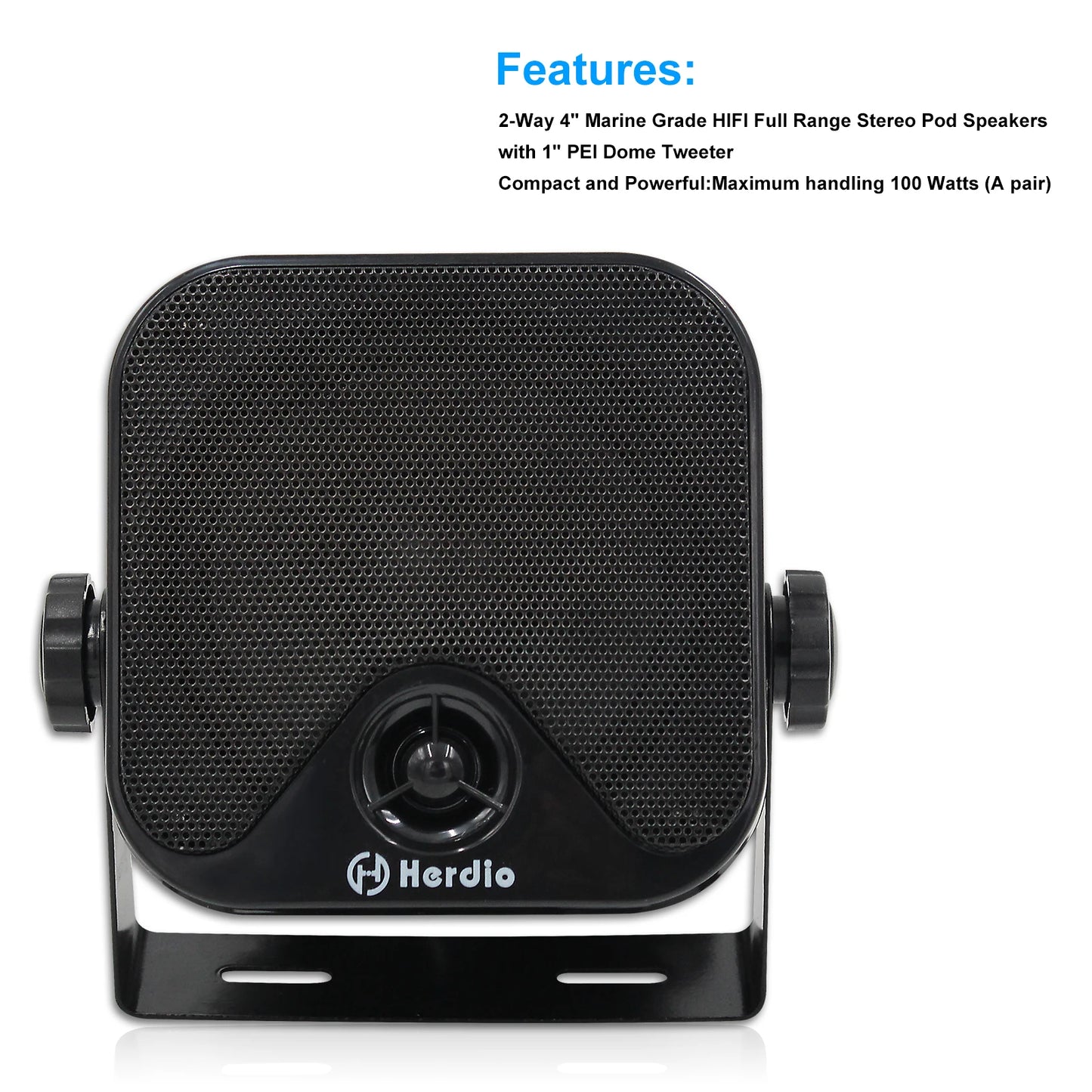 4'' 100W Heavy Duty Waterproof Boat Marine Bluetooth Speakers Surface Mounted