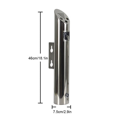 Wall Mounted Cylinder Cigarette Ash Bin Stainless Steel Outside Wall